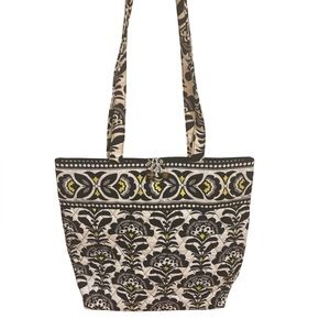 Vera Bradley Fanfare Black,White and yellow Floral Tote 13 X 15 inches-like new